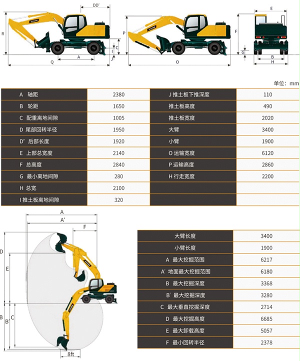 宝鼎80小型轮式挖掘机型号 