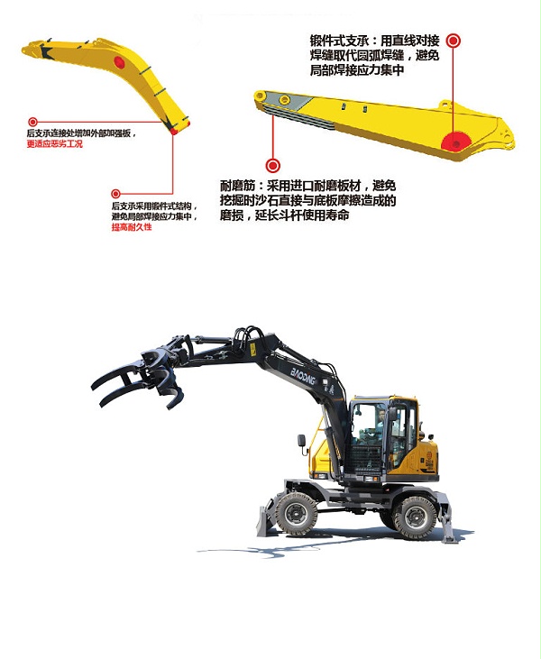 宝鼎95轮式挖掘机抓木机