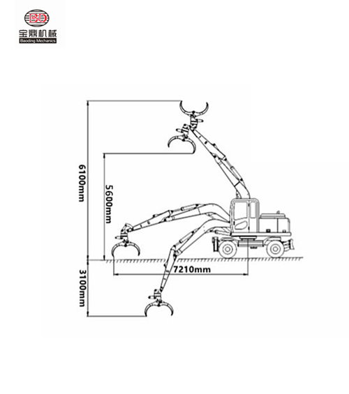宝鼎BD95W-9A型轮式抓机尺寸图