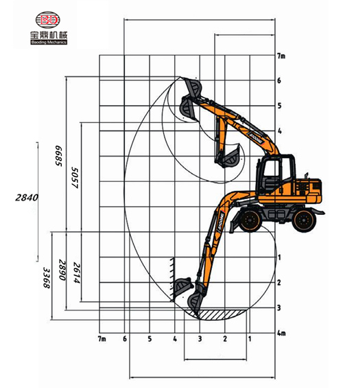 宝鼎BD80W轮式挖掘机尺寸图