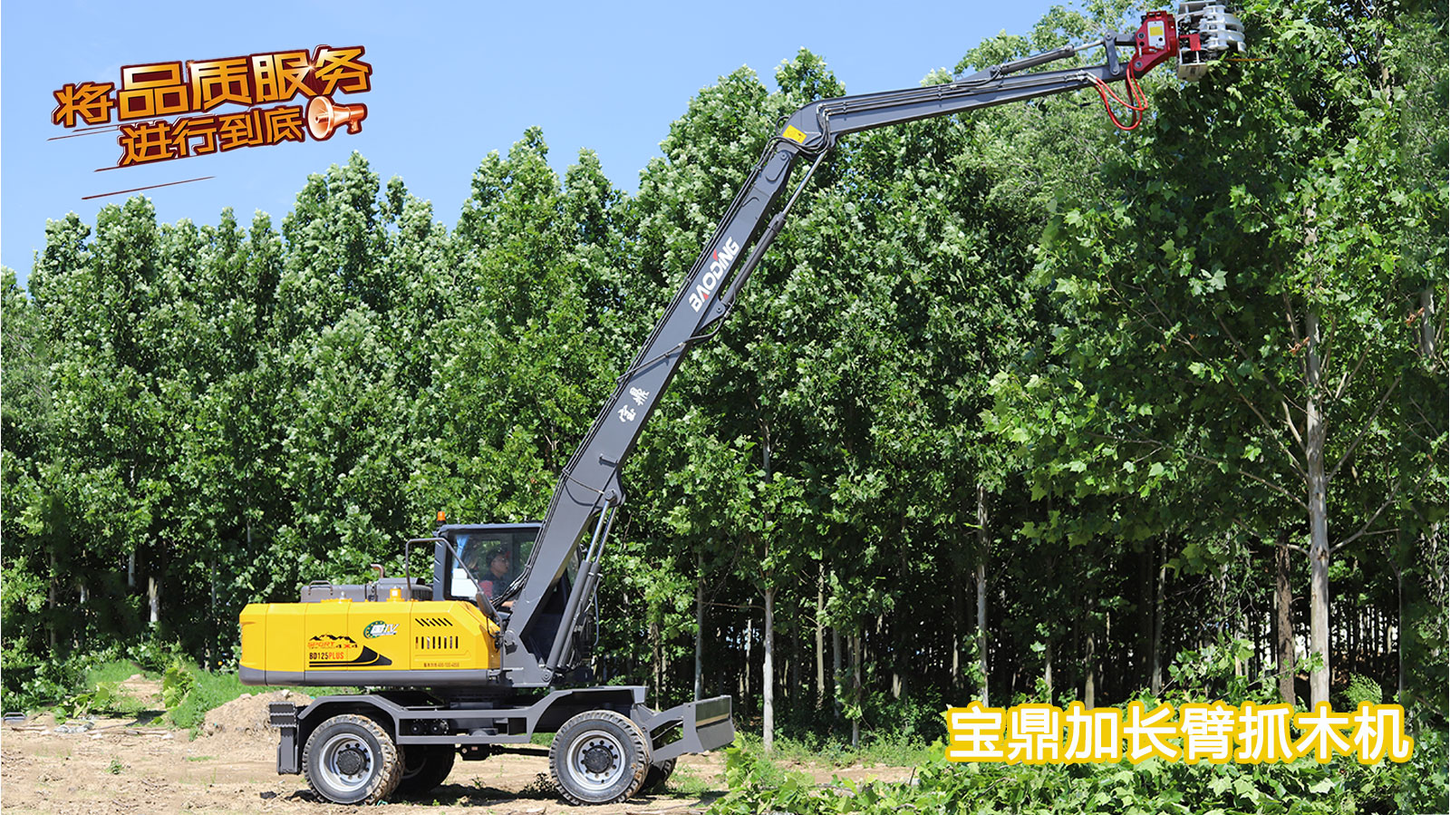 宝鼎加长臂抓木机 + 抱夹锯
